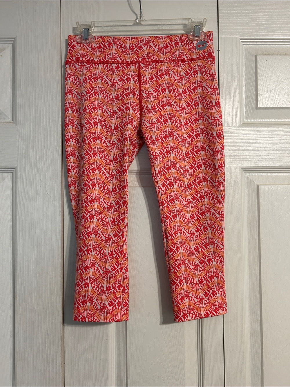 Vineyard Vines Pink Orange Shell Floral Performance Leggings X-Large Girls